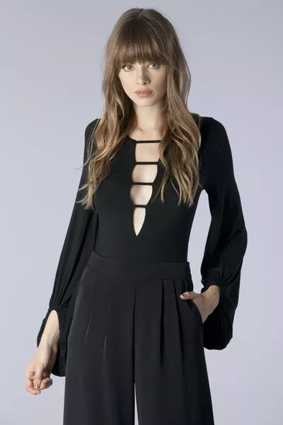 Sexy Black V-Band Body Suit