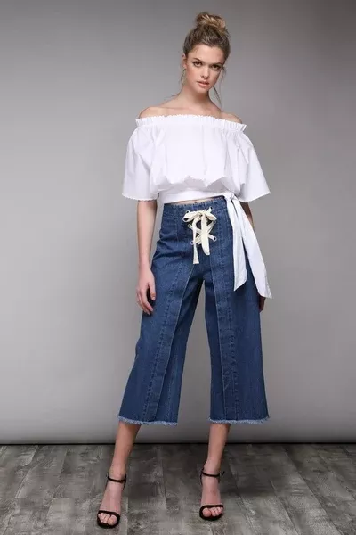 Sexy White Off Shoulder Crop Top with Side Ties
