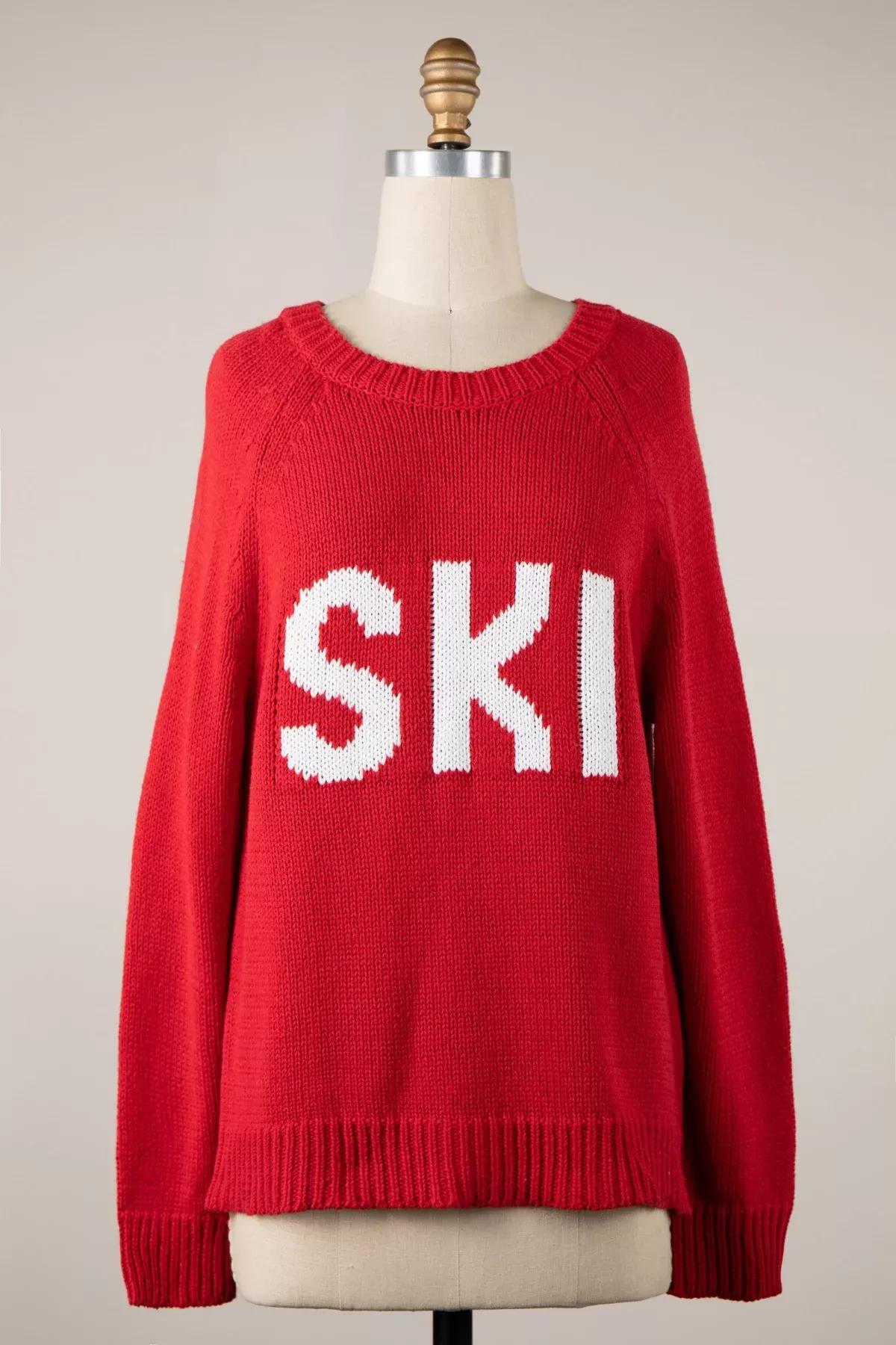 Ski Red Oversized Pullover Sweater | Boho Pink