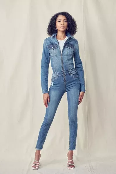 Skinny Denim Jumpsuit