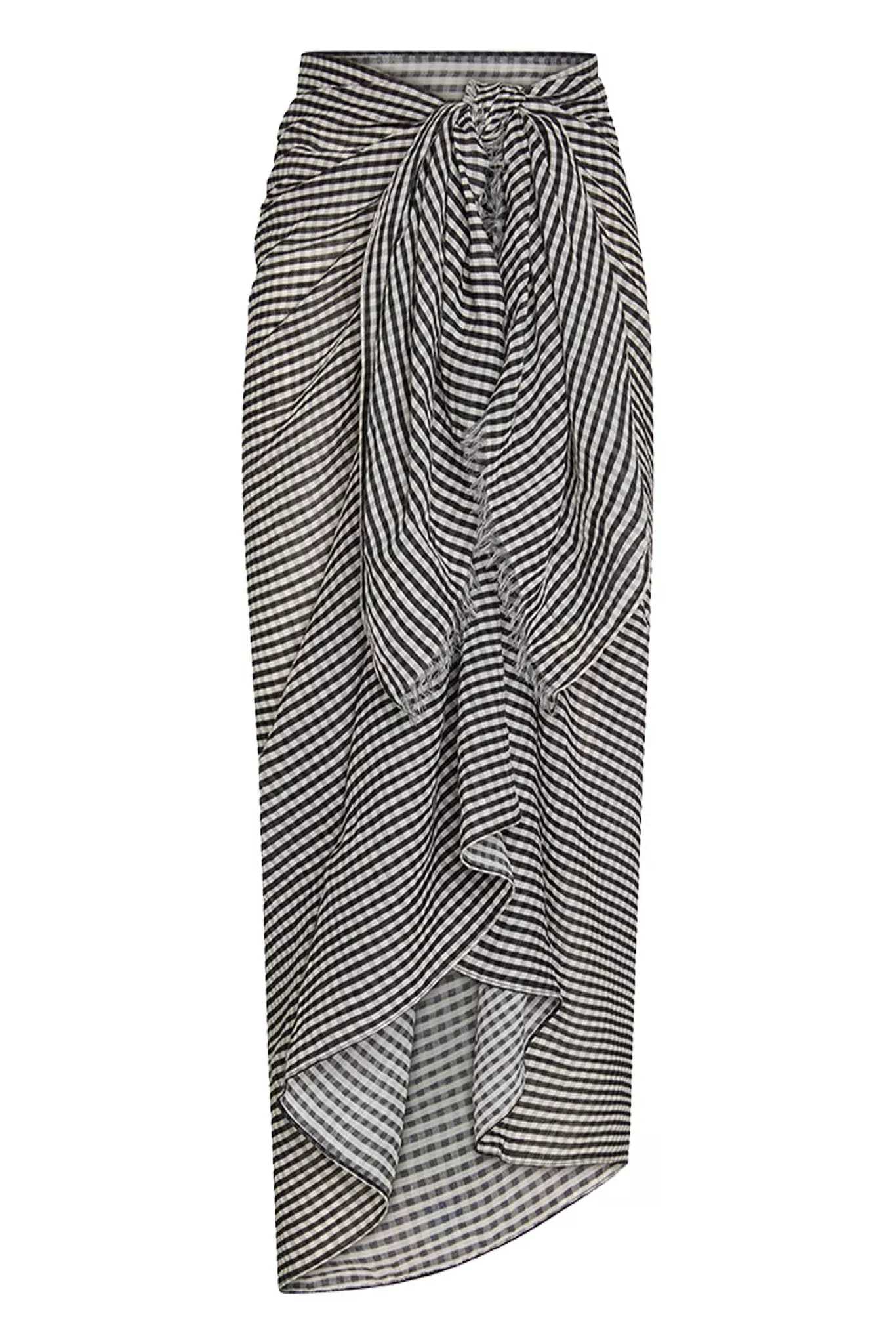 St. Tropez Sarong - Black Gingham Crinkle Linen