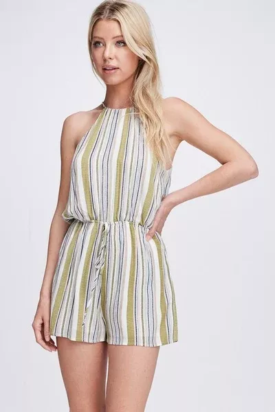 Striped Halter Romper