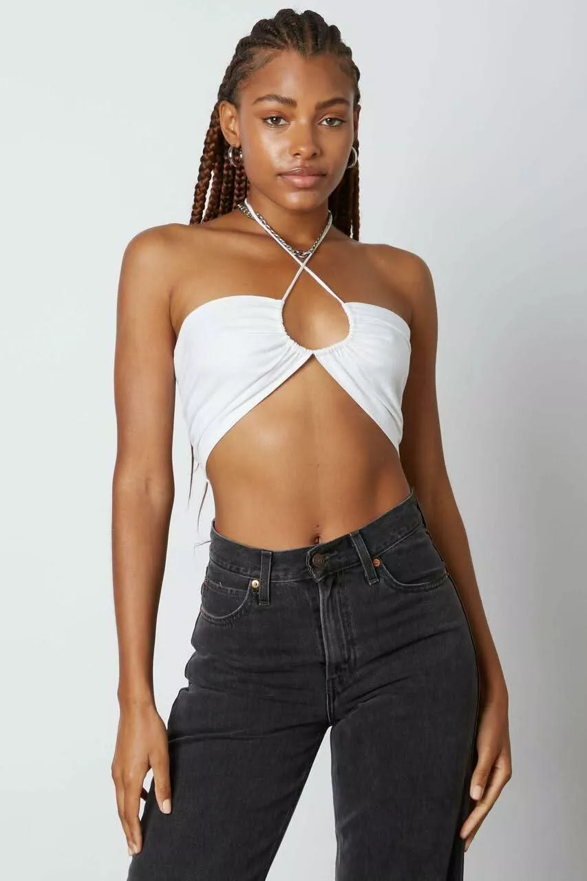 Summer Love White Halter Crop Top | Boho Pink
