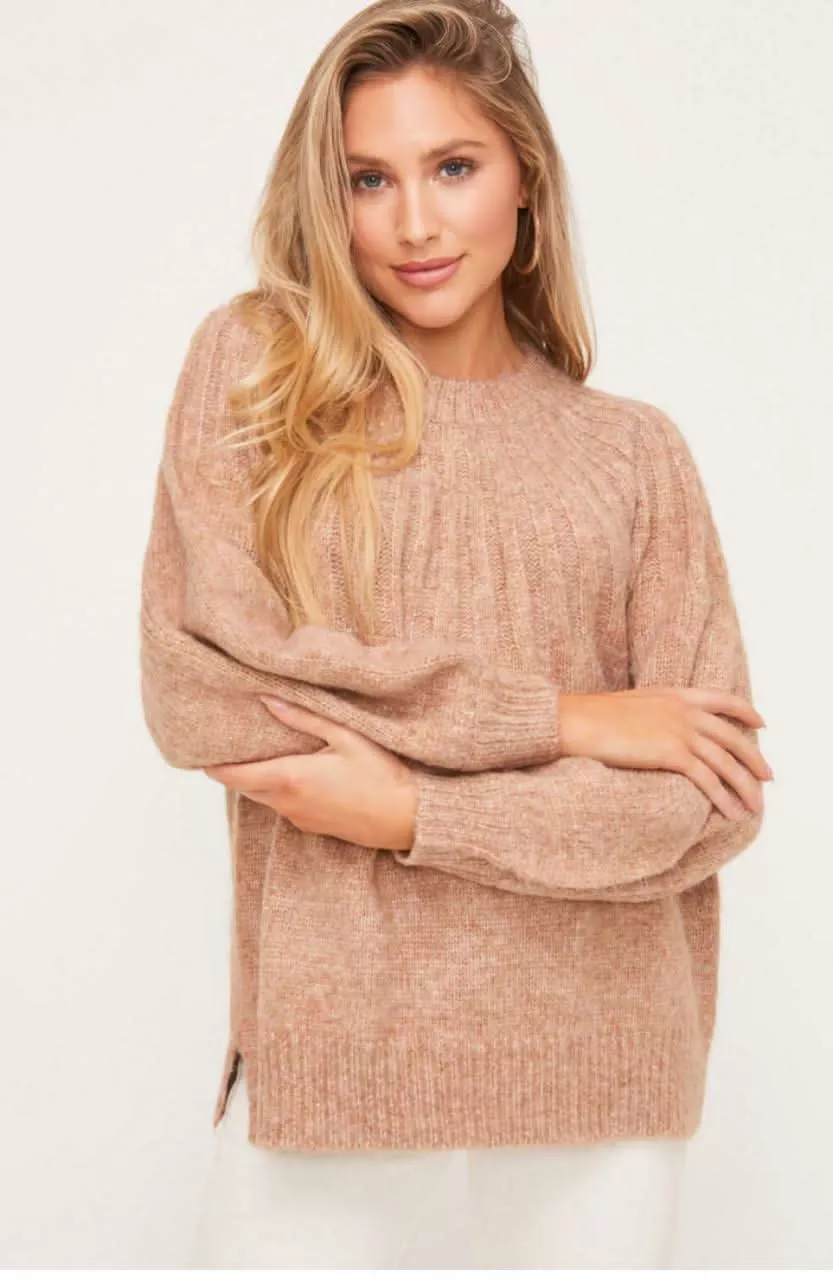 Sunday In Paris Heathered Camel Sweater | Boho Pink