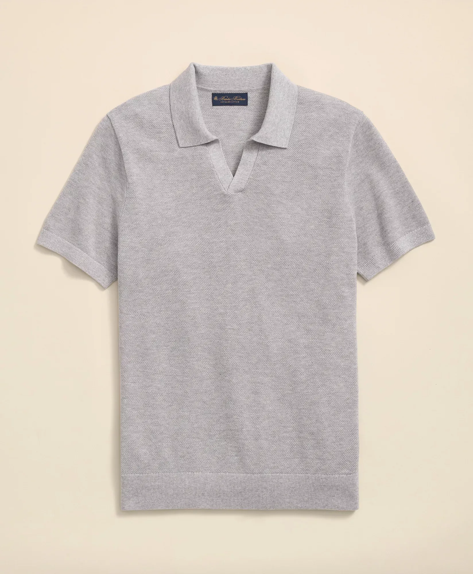 Supima Cotton Pique Johnny Collar Sweater
