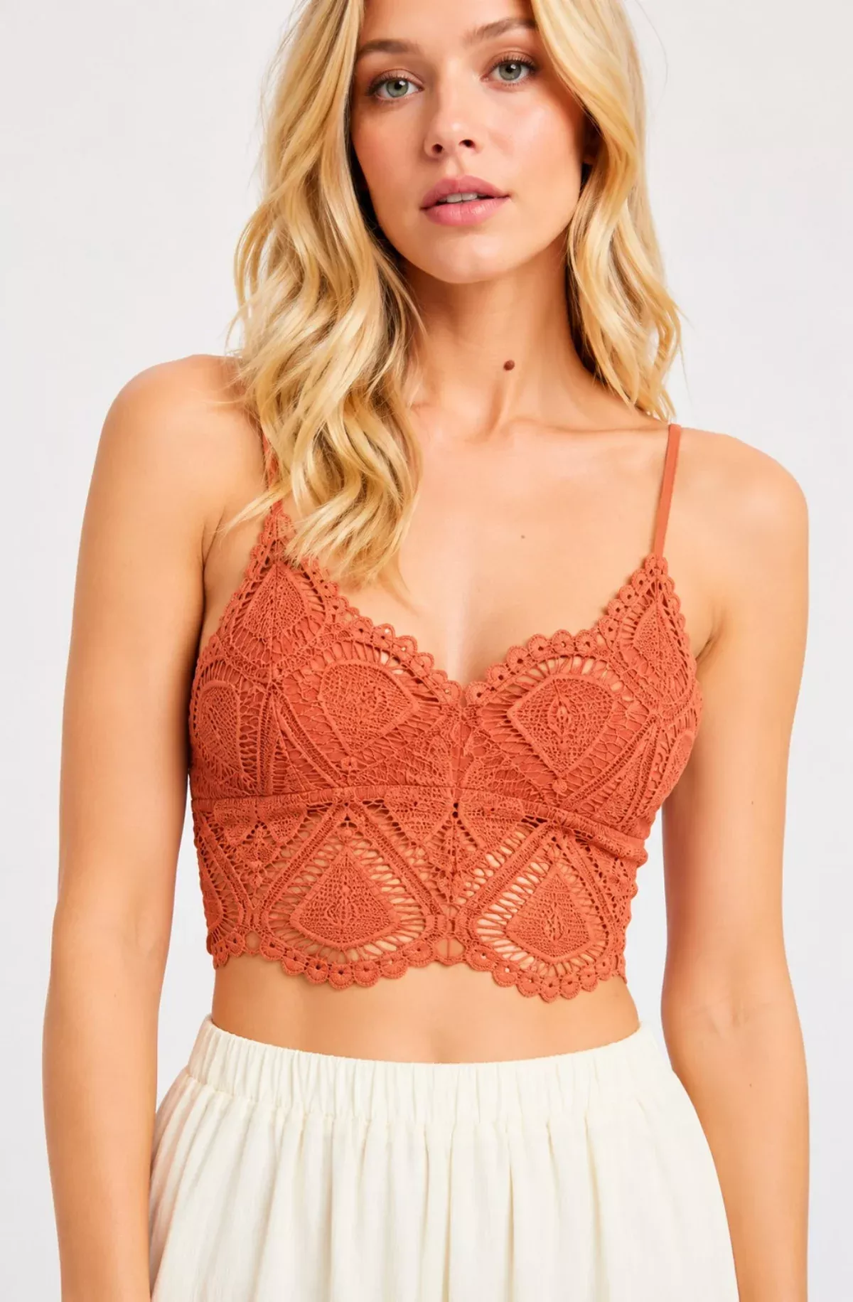 Sweet Embrace Rust Lace Bralette | Boho Pink