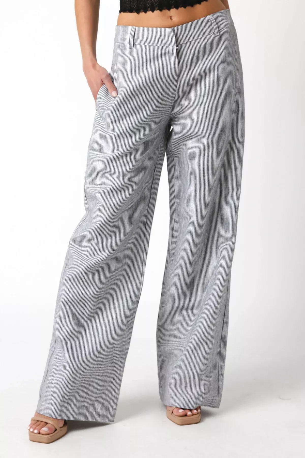 Sweet Nothing Black and White Striped Linen Pants | Boho Pink
