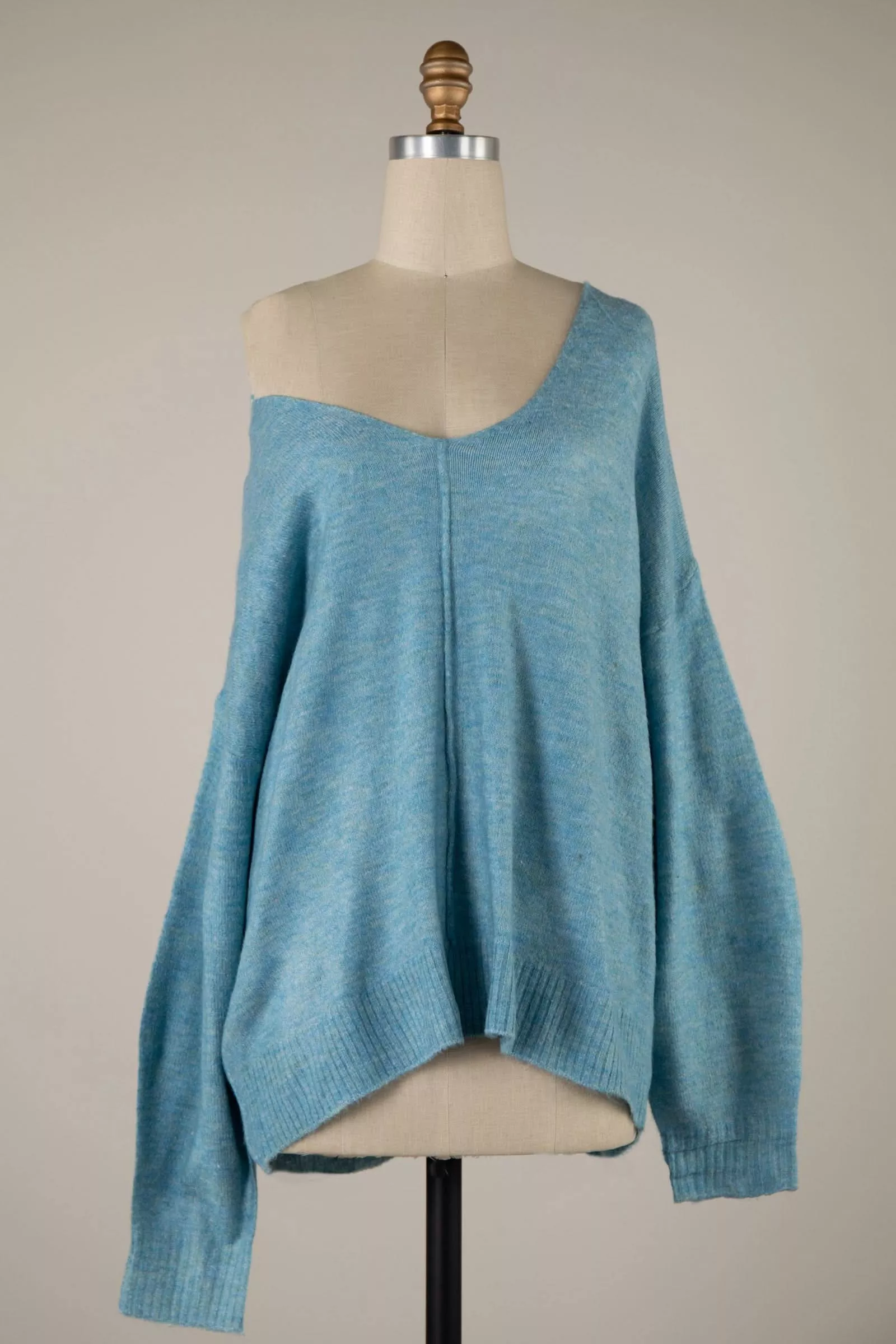Sylvie Blue V-Neck Sweater | Boho Pink