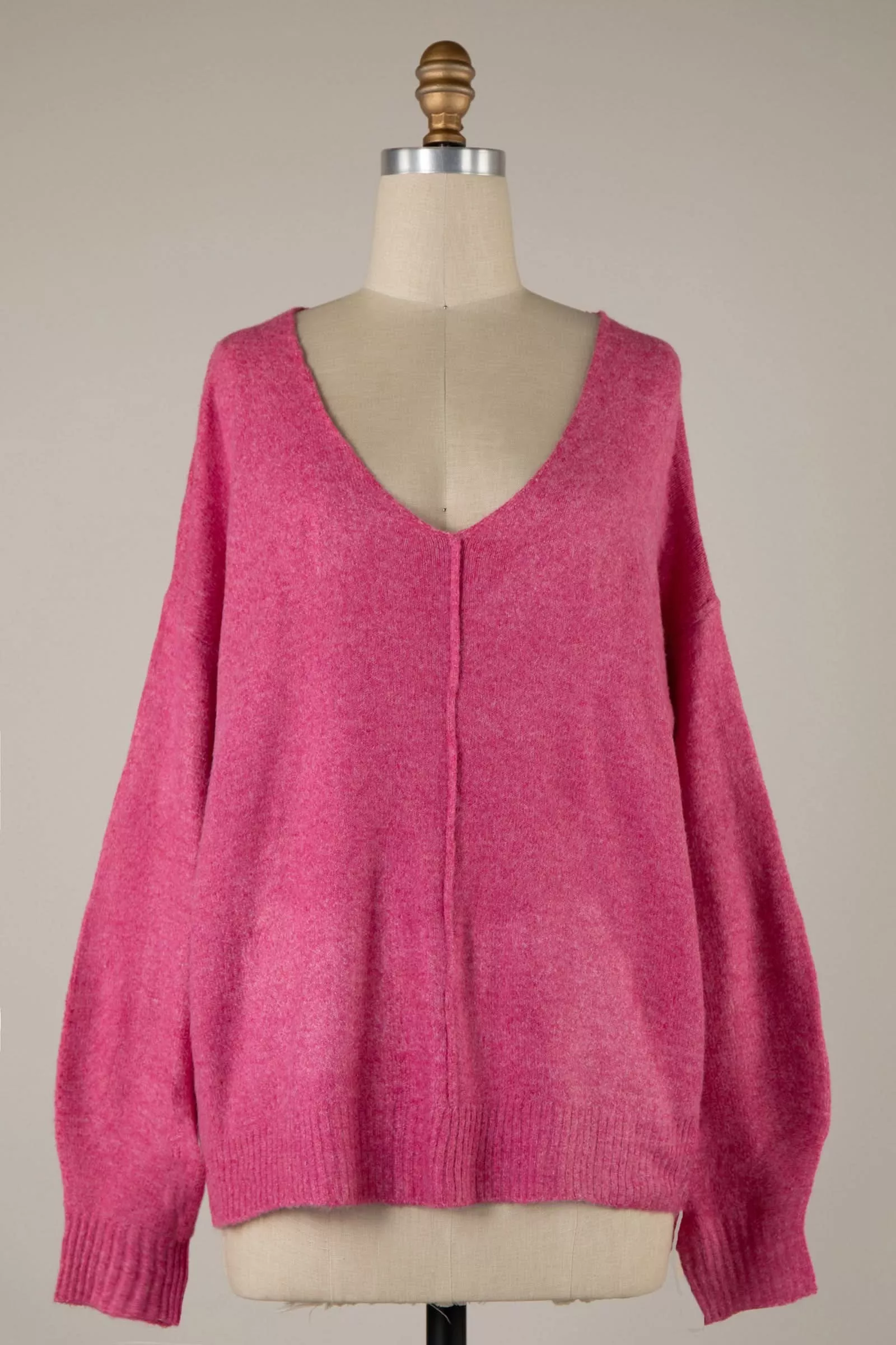 Sylvie Pink V-Neck Sweater | Boho Pink