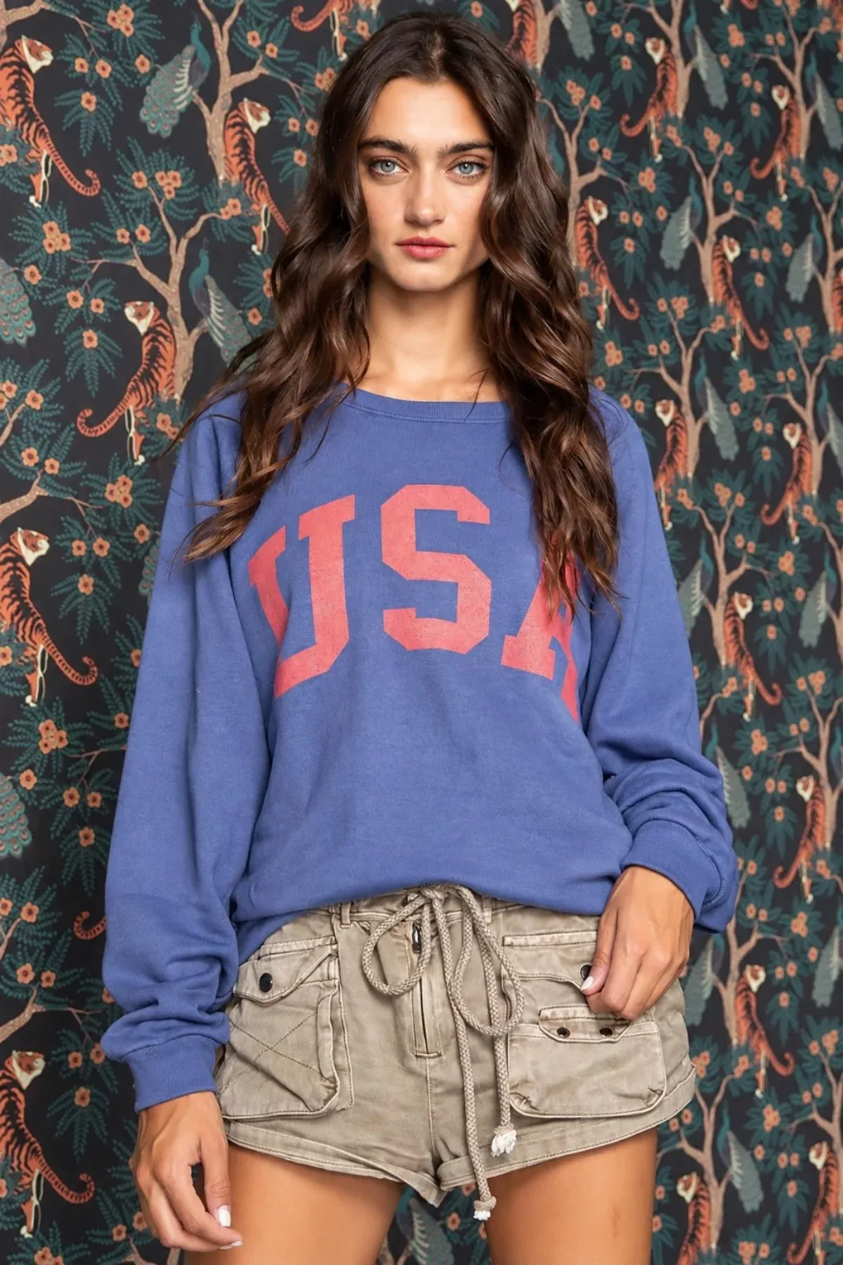 Team USA Navy Graphic Sweatshirt | Boho Pink