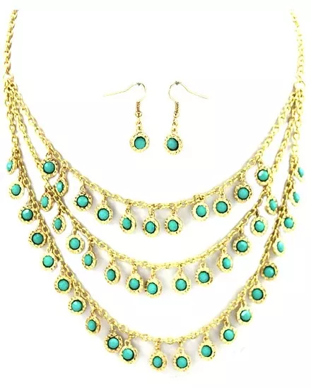 Three Layered Rain Drop Necklace