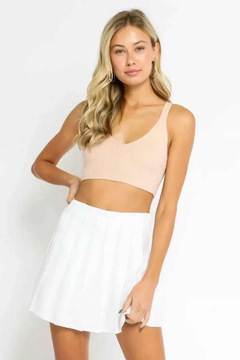 Tina Solid Rib BlushCropped Top | Boho Pink