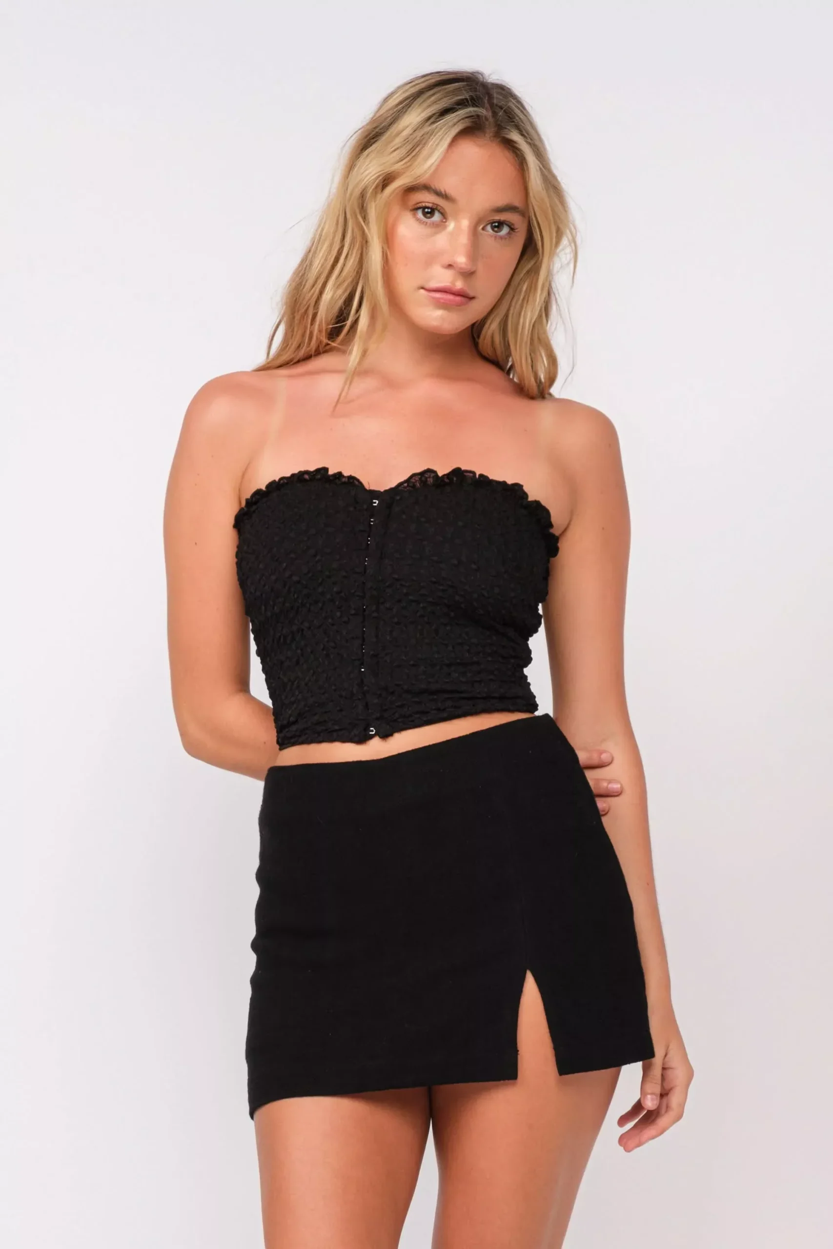 Tori Black Hook and Eye Tube Top | Boho Pink