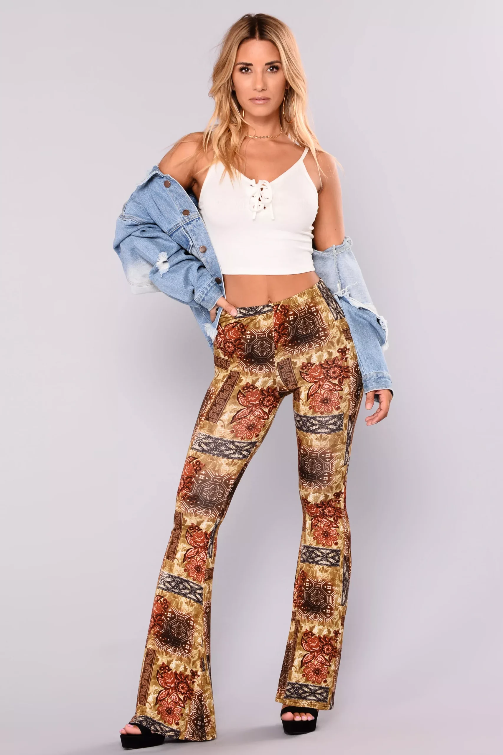Torn Apart Print Pants - Rust Multi