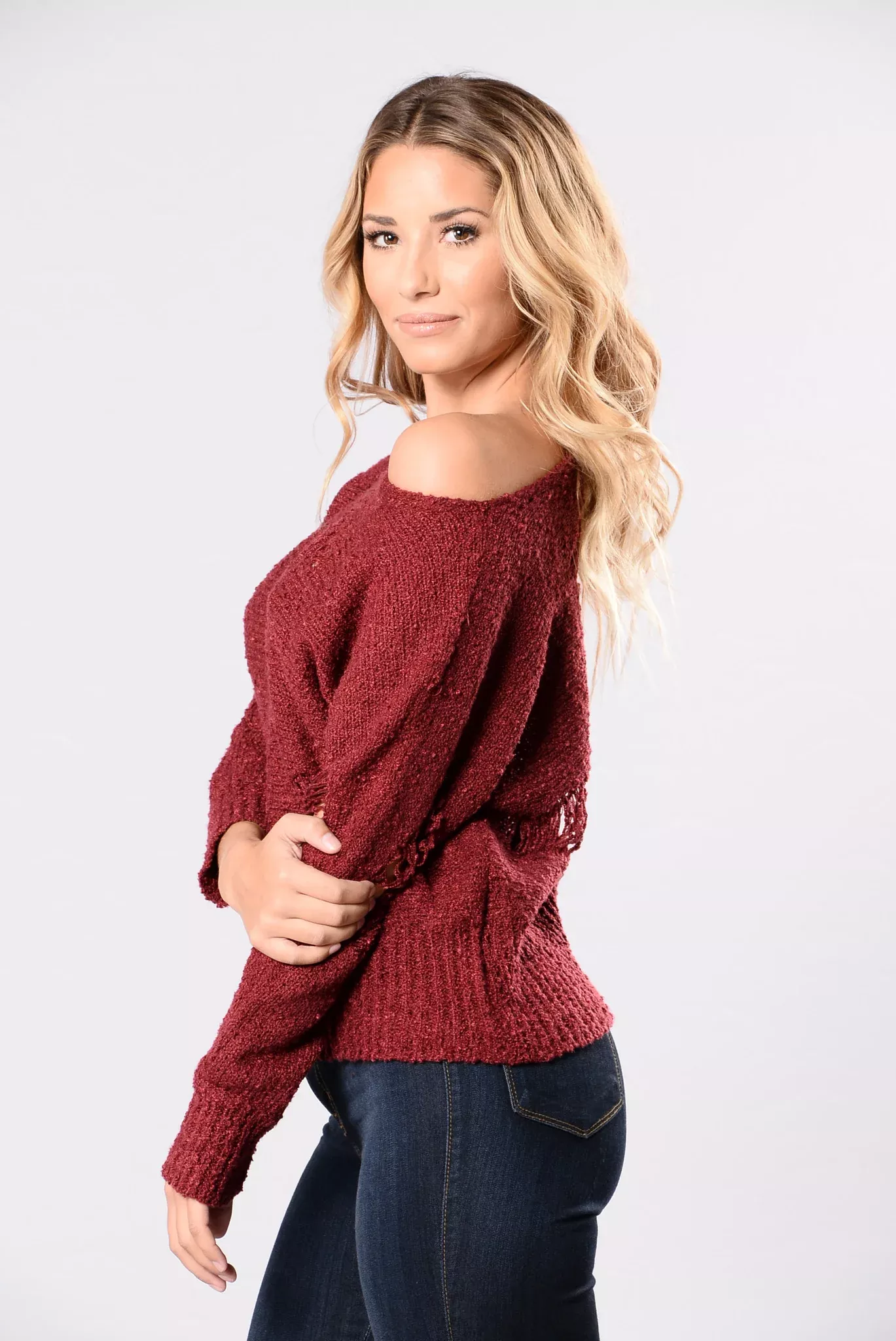 Train Wave Sweater - Burgundy