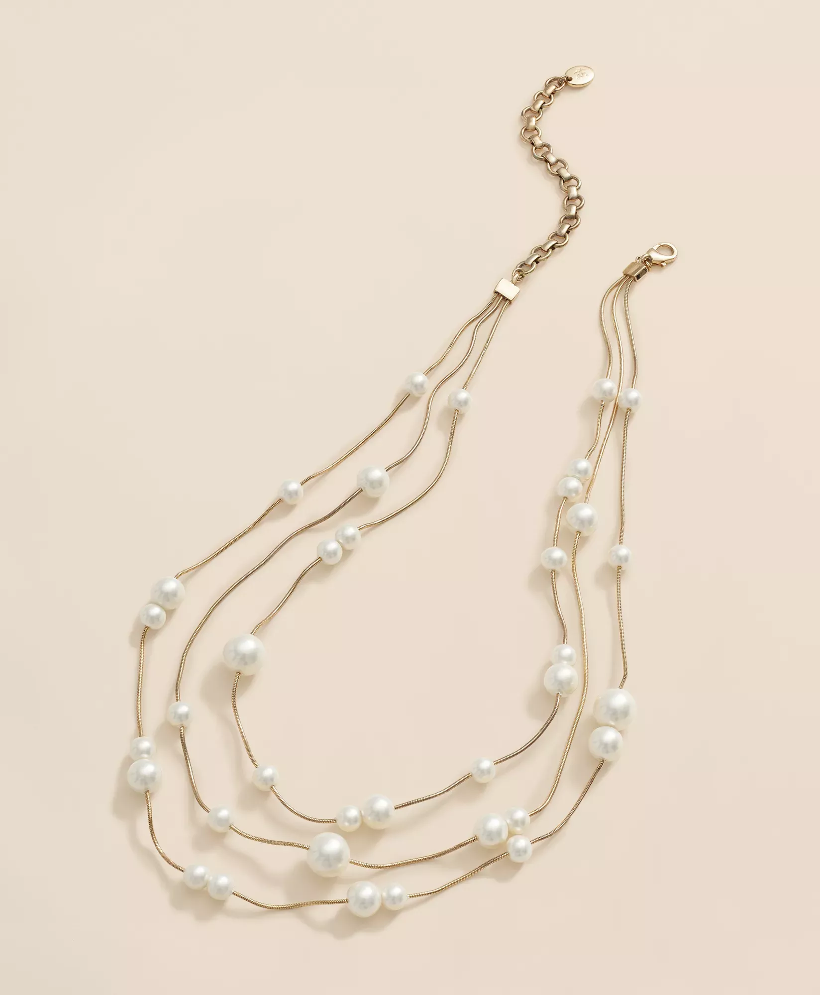 Triple Strand Faux-Pearl Necklace