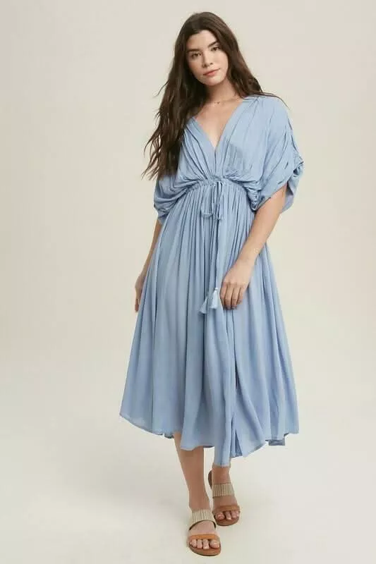 Truly Perfect Light Blue Midi Dress | Boho Pink