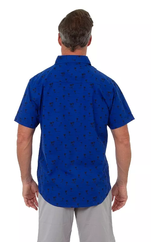 Uzzi Hawaiian Shirt – Short Sleeve Cotton Palm Shirts for Men #CCS17 Royal