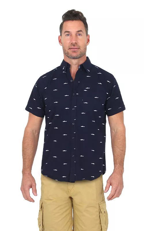 Uzzi Hawaiian Shirt – Short Sleeve Cotton Shark Shirts for Men #CCS02