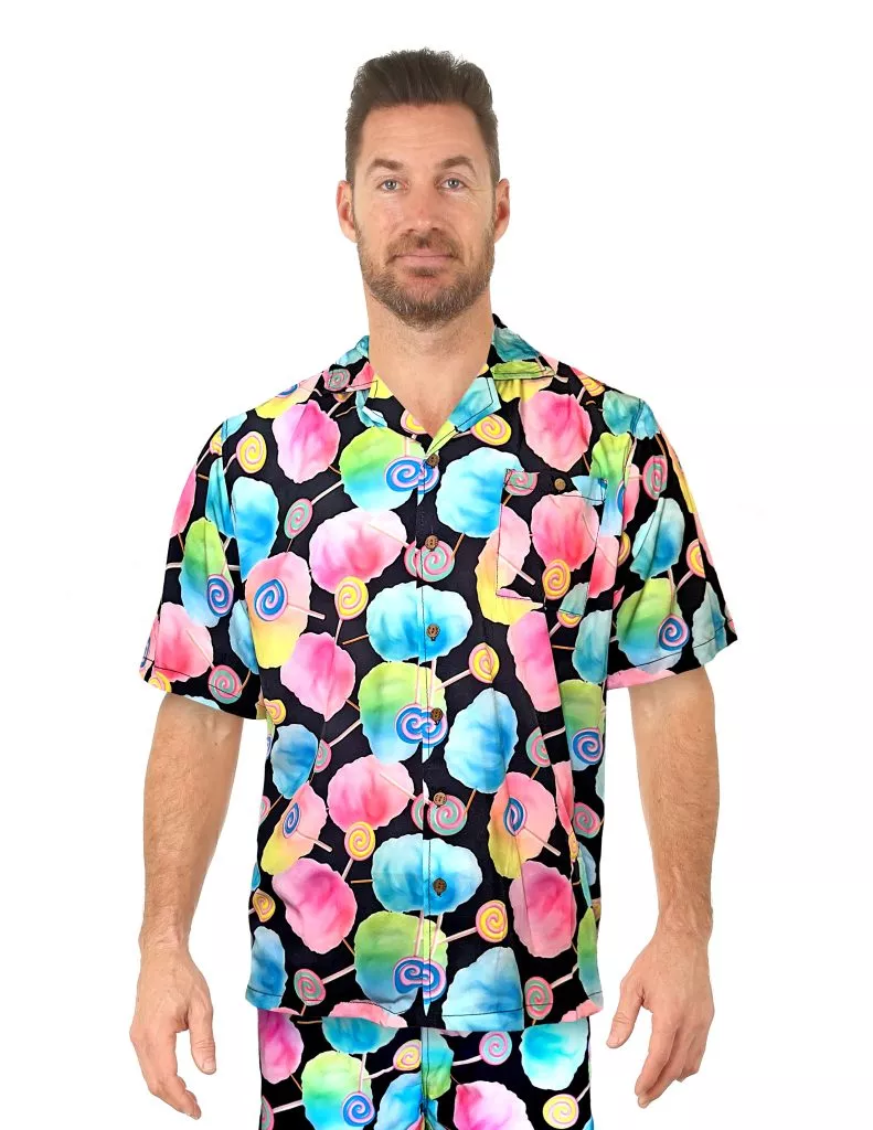 Uzzi Hawaiian Shirt – Short Sleeve Dri-FIT Stretch Cotton Candy Shirts for Men #HPS10 BLUE