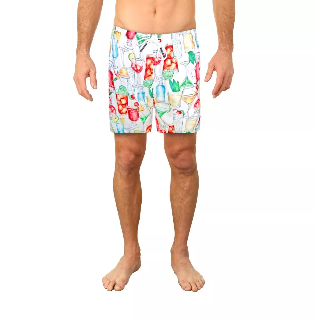 Uzzi Stretch Drinks Swim Shorts #2027 White