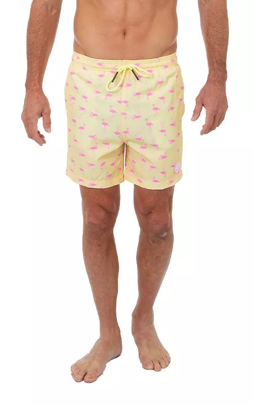Uzzi Stretch Flamingo Swim Shorts #2018 Yellow