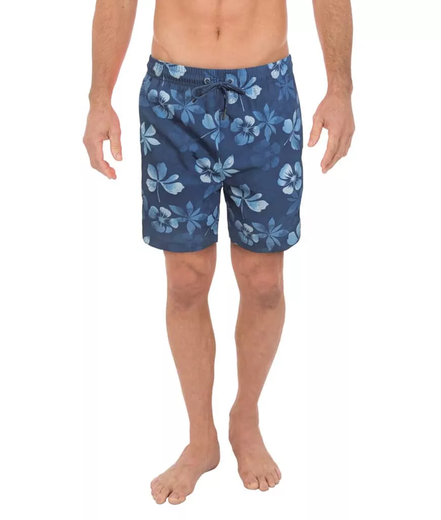 Uzzi Stretch Flowers Swim Shorts #2038 NAVY