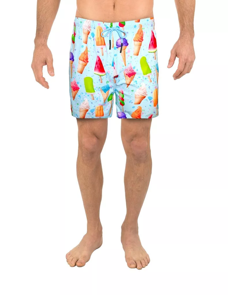 Uzzi Stretch Ice Cream Swim Shorts #2030 Light Blue