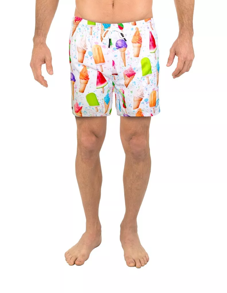 Uzzi Stretch Ice Cream Swim Shorts #2030 White