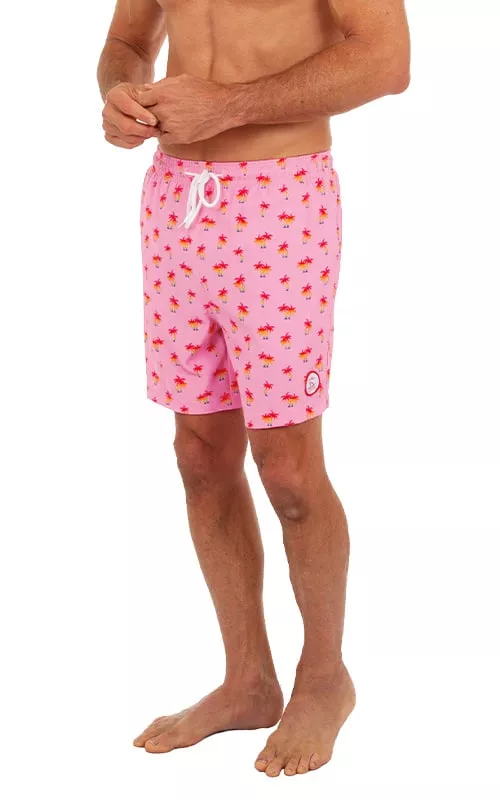 Uzzi Stretch Palm Swim Shorts #2016 Pink