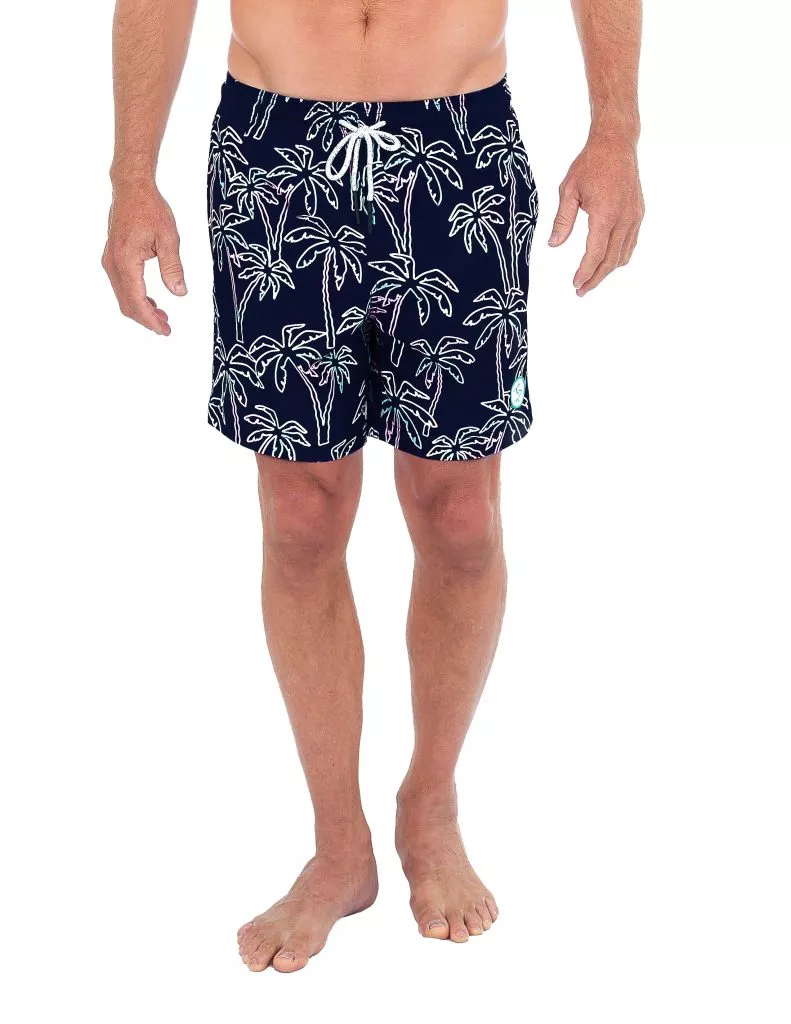 Uzzi Stretch Palm Trees Swim Shorts #2013 Black
