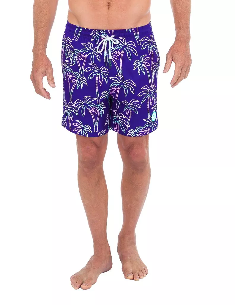 Uzzi Stretch Palm Trees Swim Shorts #2013 Navy