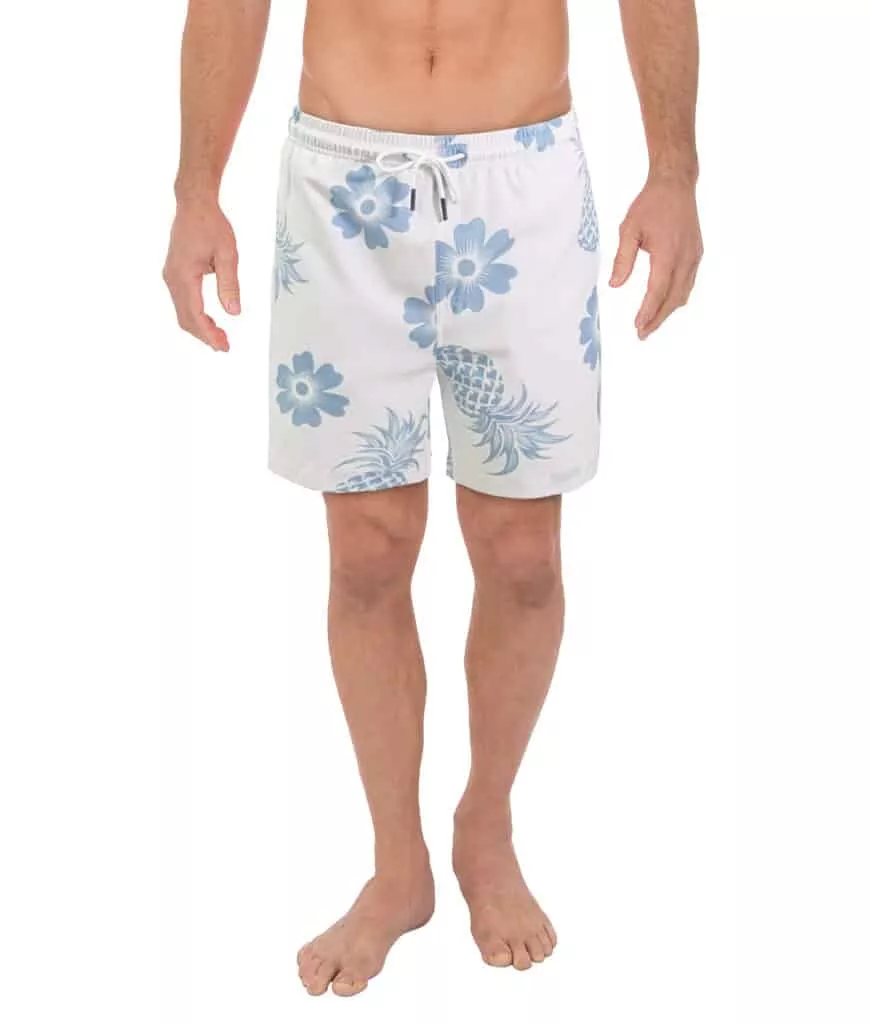 Uzzi Stretch Pineapple Swim Shorts #2036 WHITE