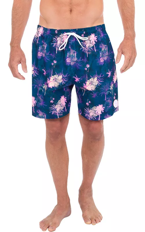 Uzzi Swim Print Short #1887 Navy