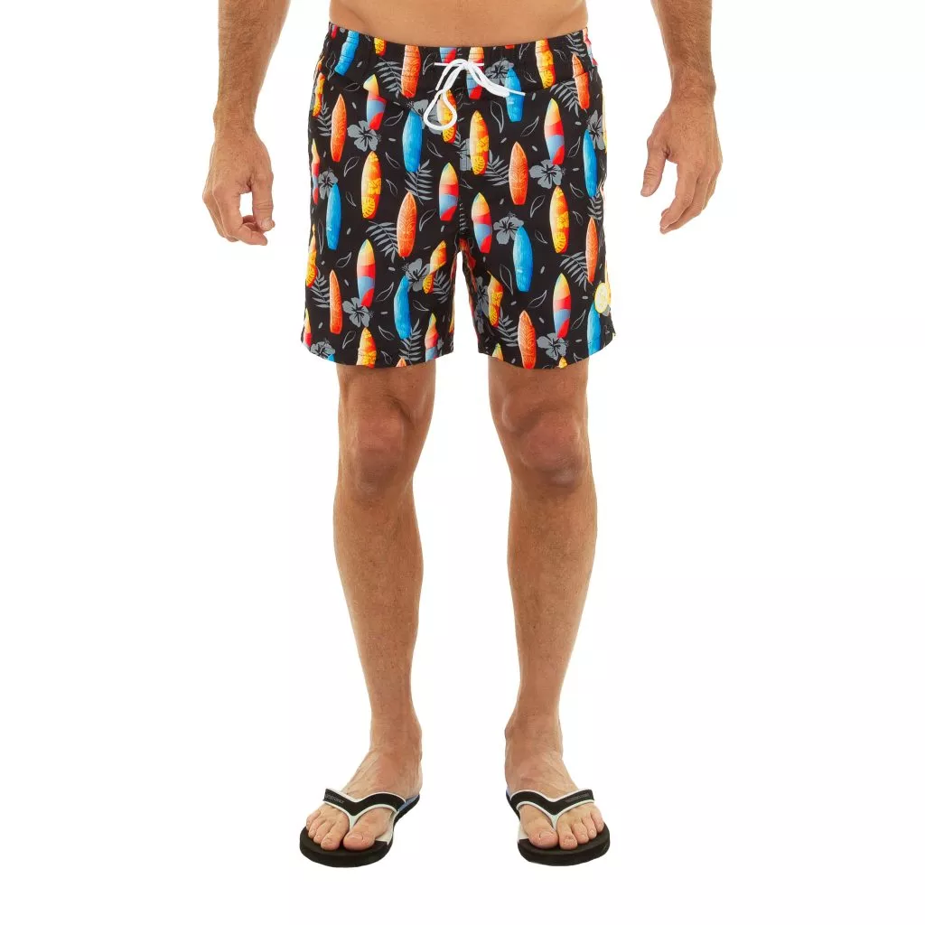 Uzzi Swim Print Shorts #1890 BLACK
