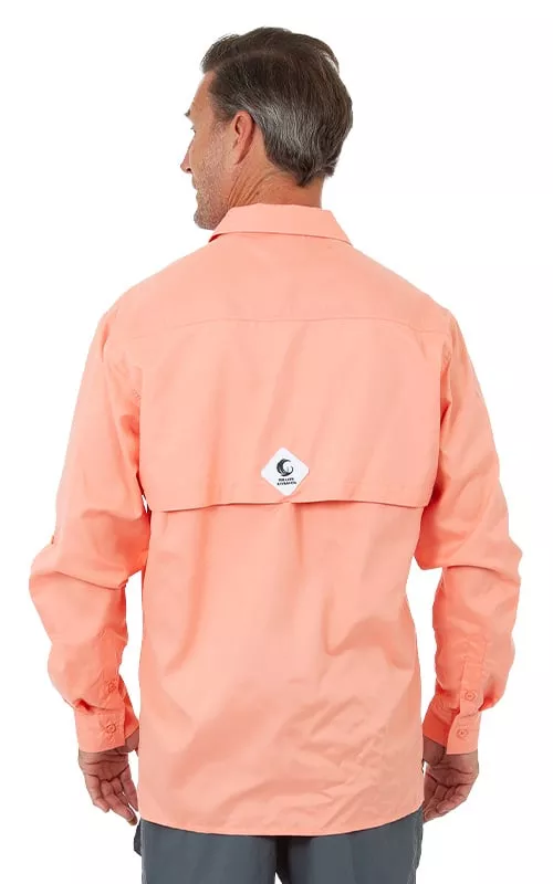 Uzzi Utility Fishing Shirt – Long Sleeve Dri Fit Shirts for Men #CS02 Coral