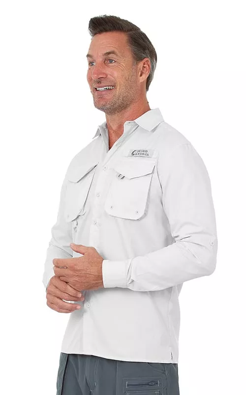 Uzzi Utility Fishing Shirt – Long Sleeve Dri Fit Shirts for Men #CS02 Gray