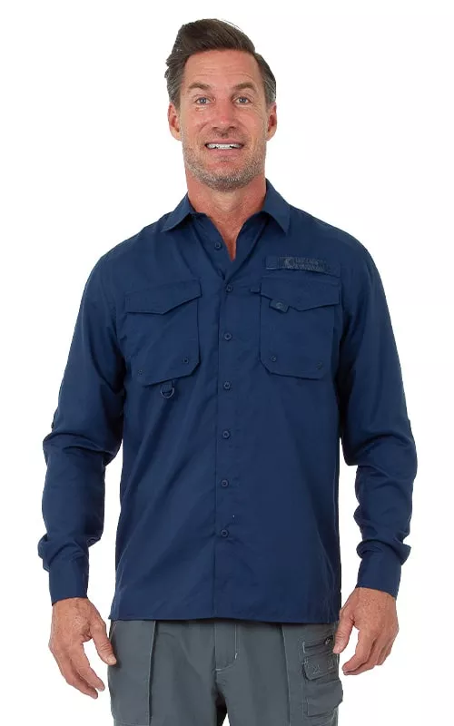 Uzzi Utility Fishing Shirt – Long Sleeve Dri Fit Shirts for Men #CS02 Navy
