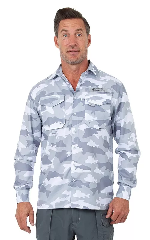 Uzzi Utility Fishing Shirt – Long Sleeve Dri Fit Shirts for Men #CS04 Gray