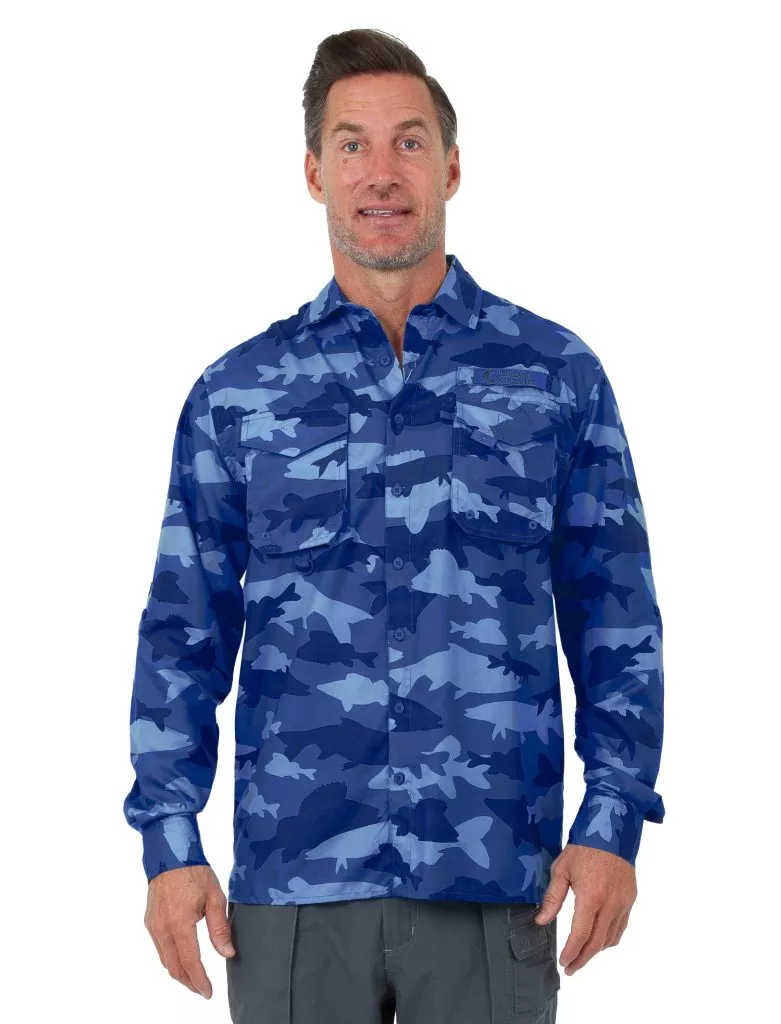 Uzzi Utility Fishing Shirt – Long Sleeve Dri Fit Shirts for Men #CS05 Navy