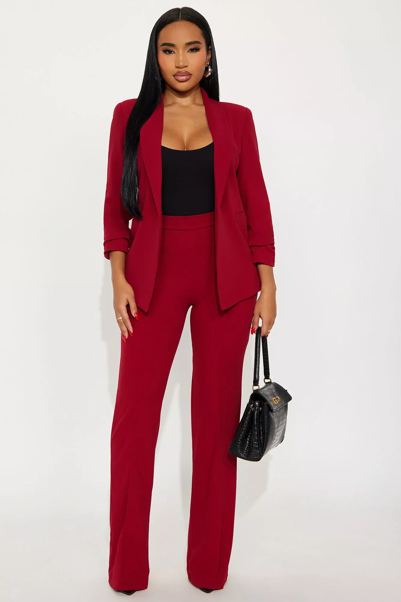 Victoria High Waisted Dress Pants - Red