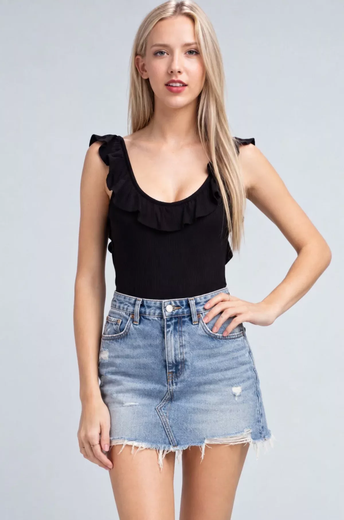 Victoria Ruffle Low Back Bodysuit | Boho Pink