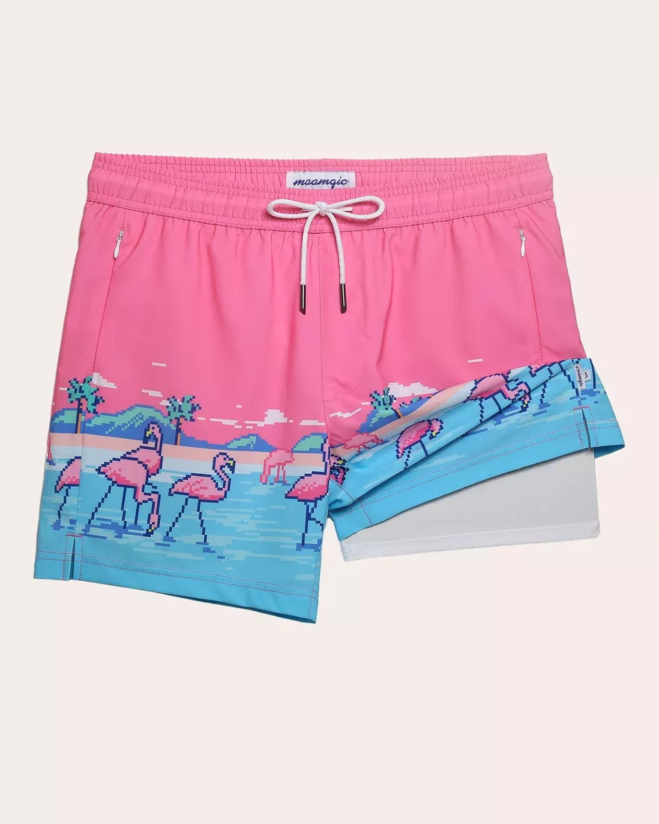 VivaVacay Flamingo Swim Trunks