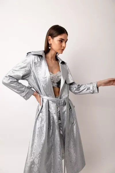 Vivienne Silver Trench Coat