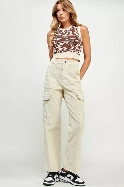 Washed Cargo Corduroy Pants