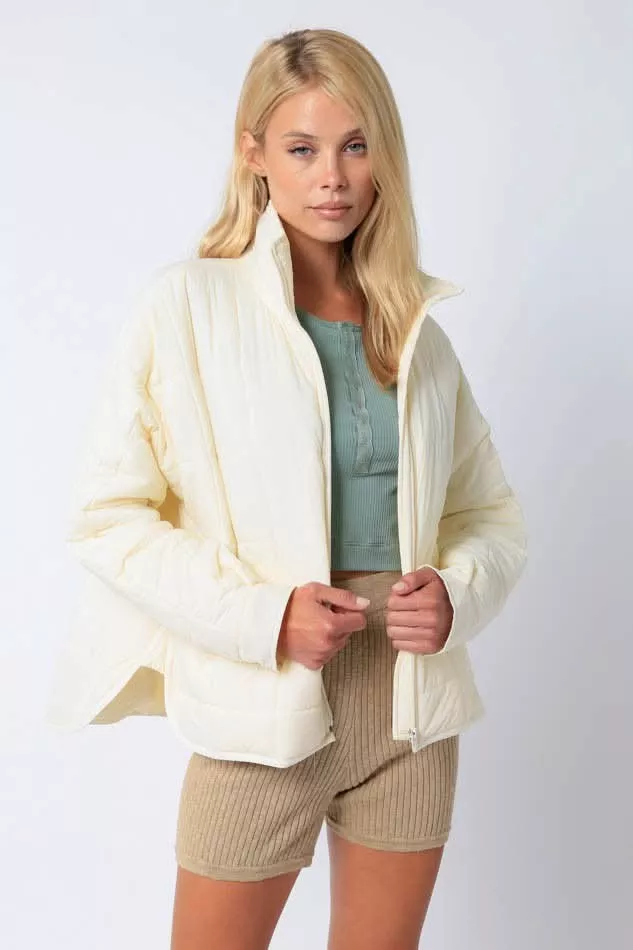 Weekender Cream Quilted Puffer Jacket | Boho Pink