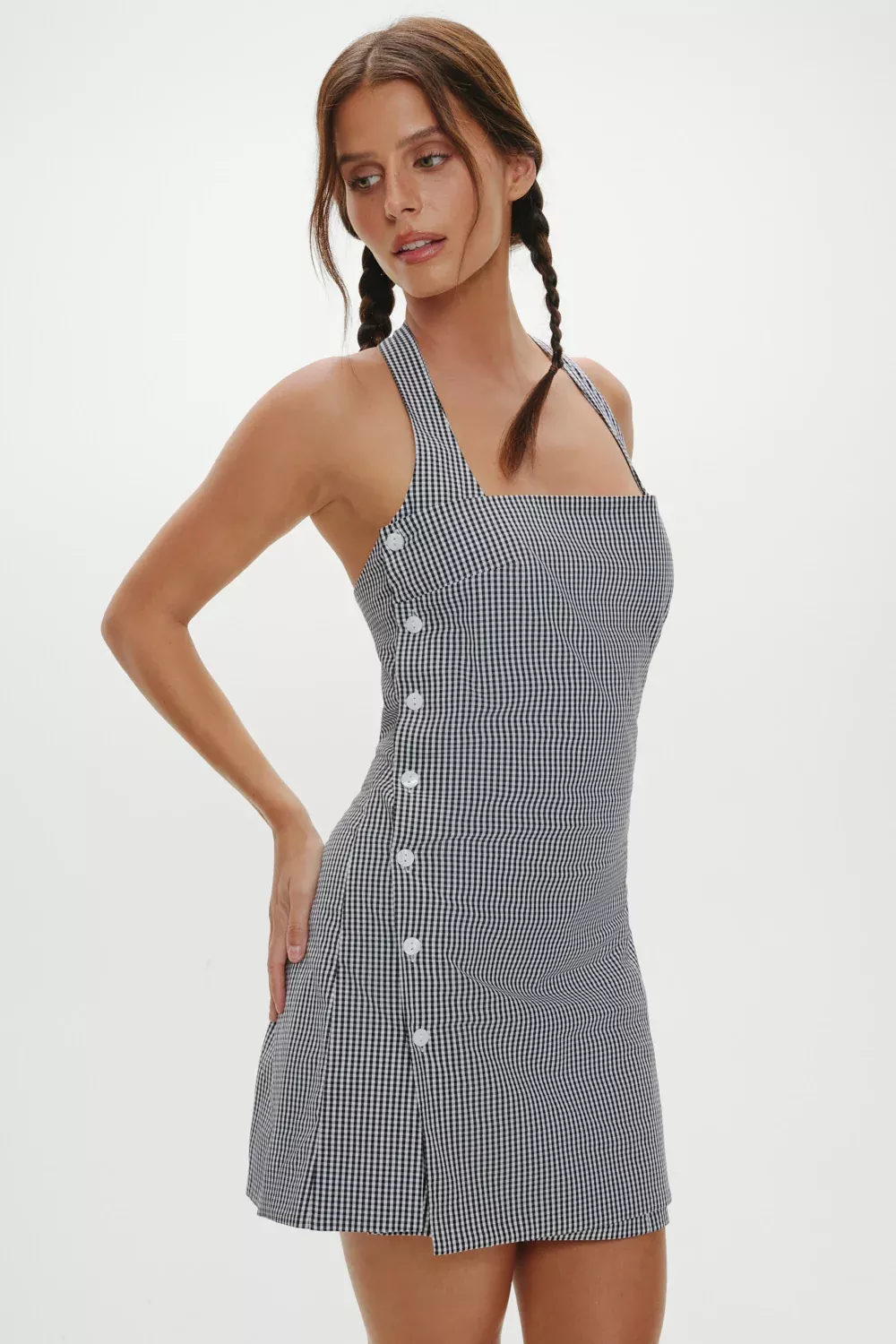West Cotton Wrap Mini Dress - Morning Gingham