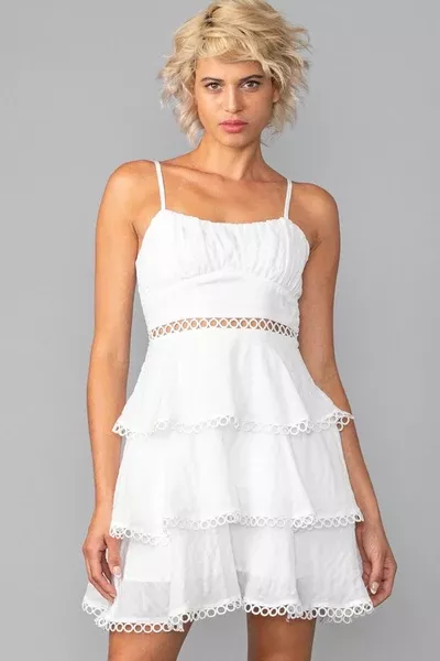 White Babydoll Layered Midi-Dress