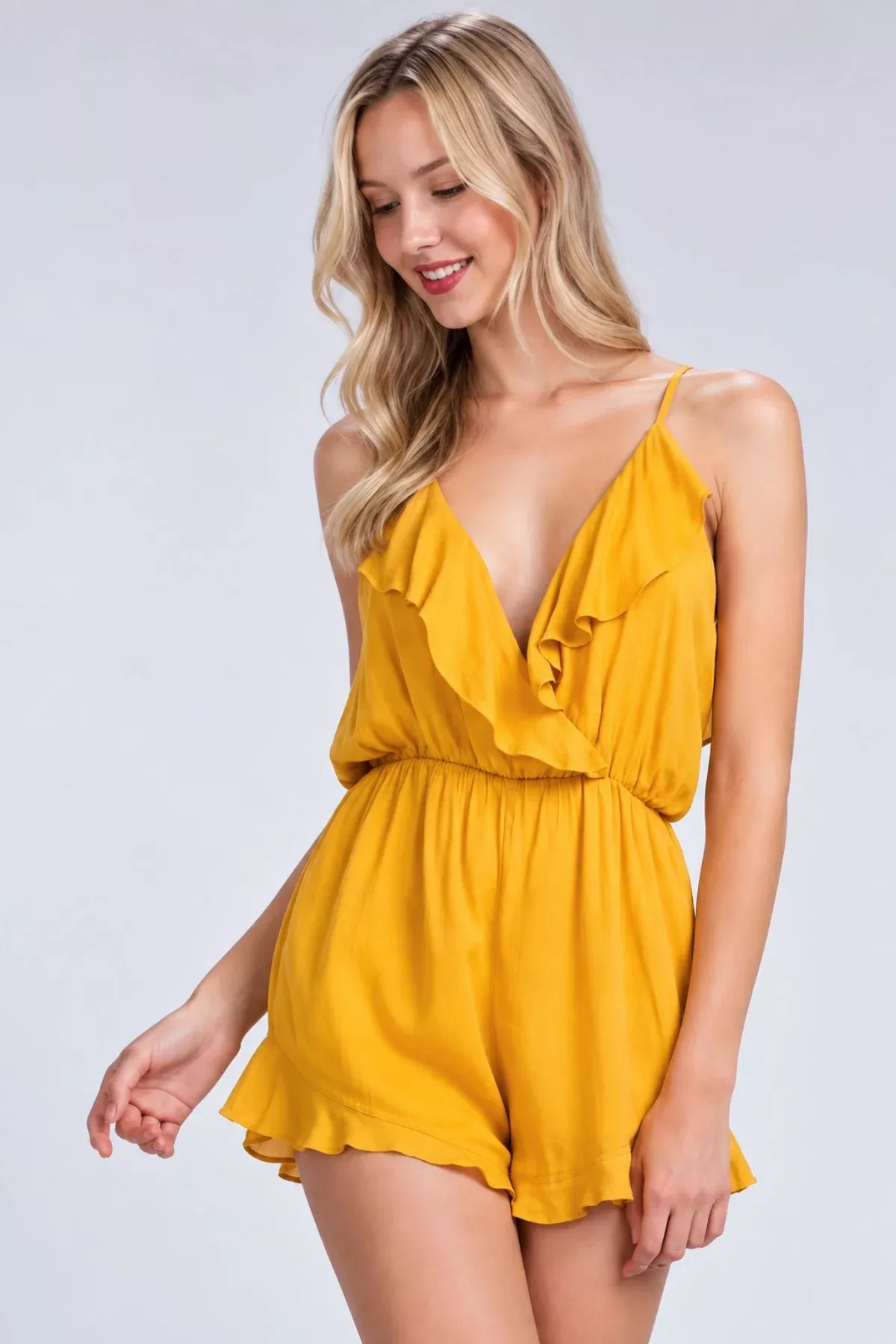 Wild For Mary Mustard Yellow Romper | Boho Pink