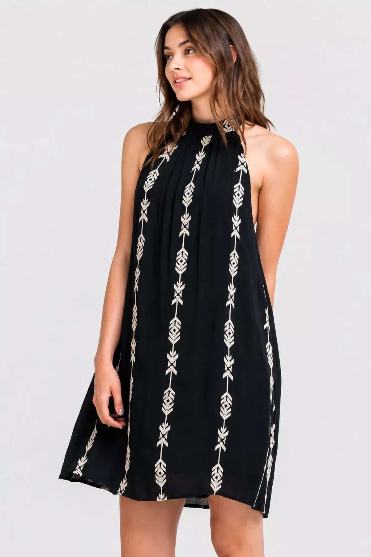 Wild West Black Mock Neck Shift Dress | Boho Pink